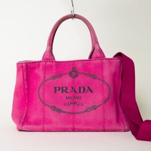Vintage mini pink Prada canapa tote